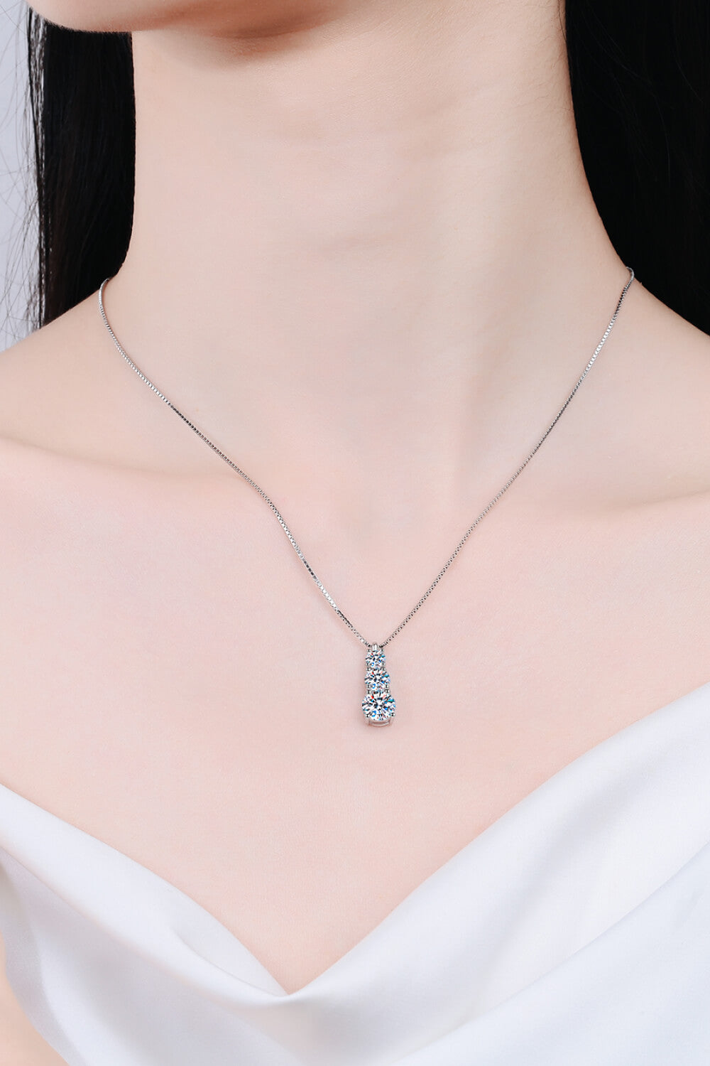 Women’s Moissanite Triple-Pendant Necklace