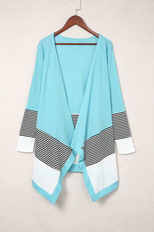 Women’s Striped Color Block Open Front Cardigan