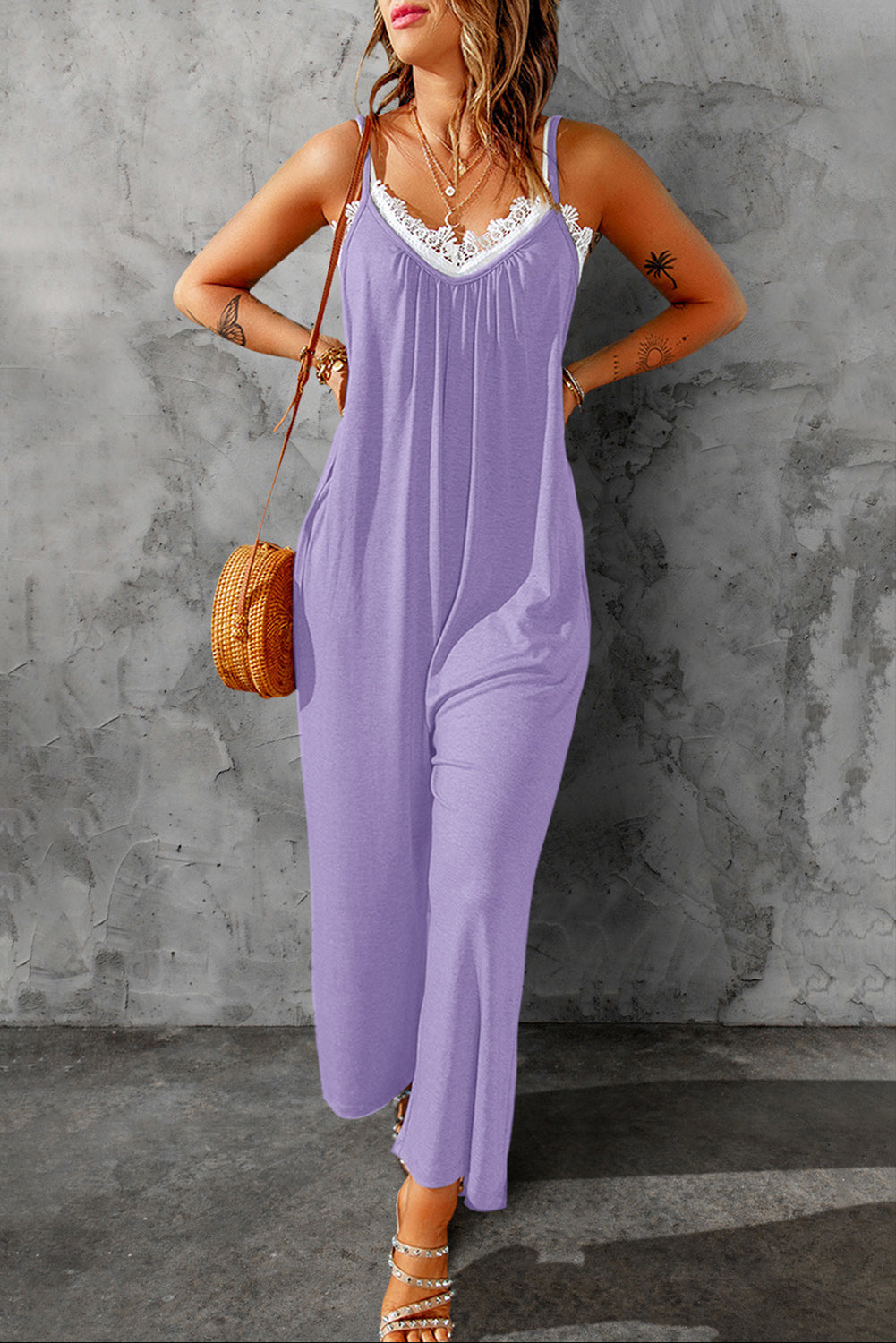 Women’s Spaghetti Strap Wide Leg Jumpsuit