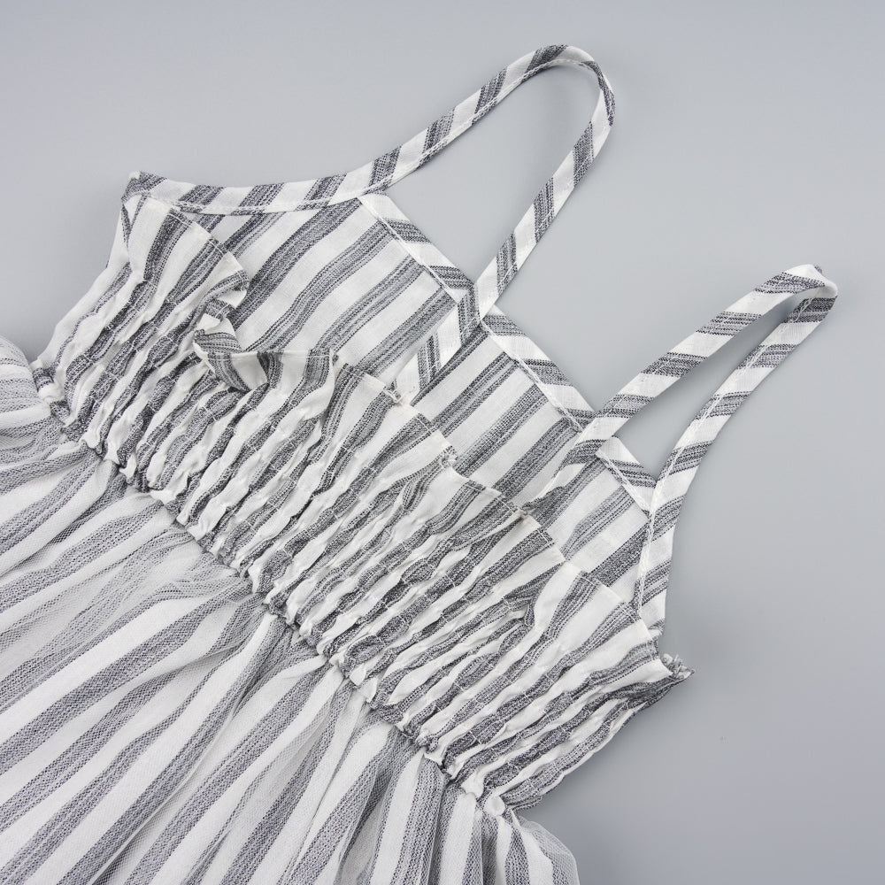 Children’s Girls Striped Bow Detail Spaghetti Strap Dress