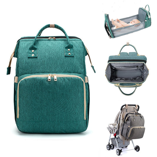 Diaper Backpack Multifunctional Foldable Baby Crib Large Capacity Stroller Bag