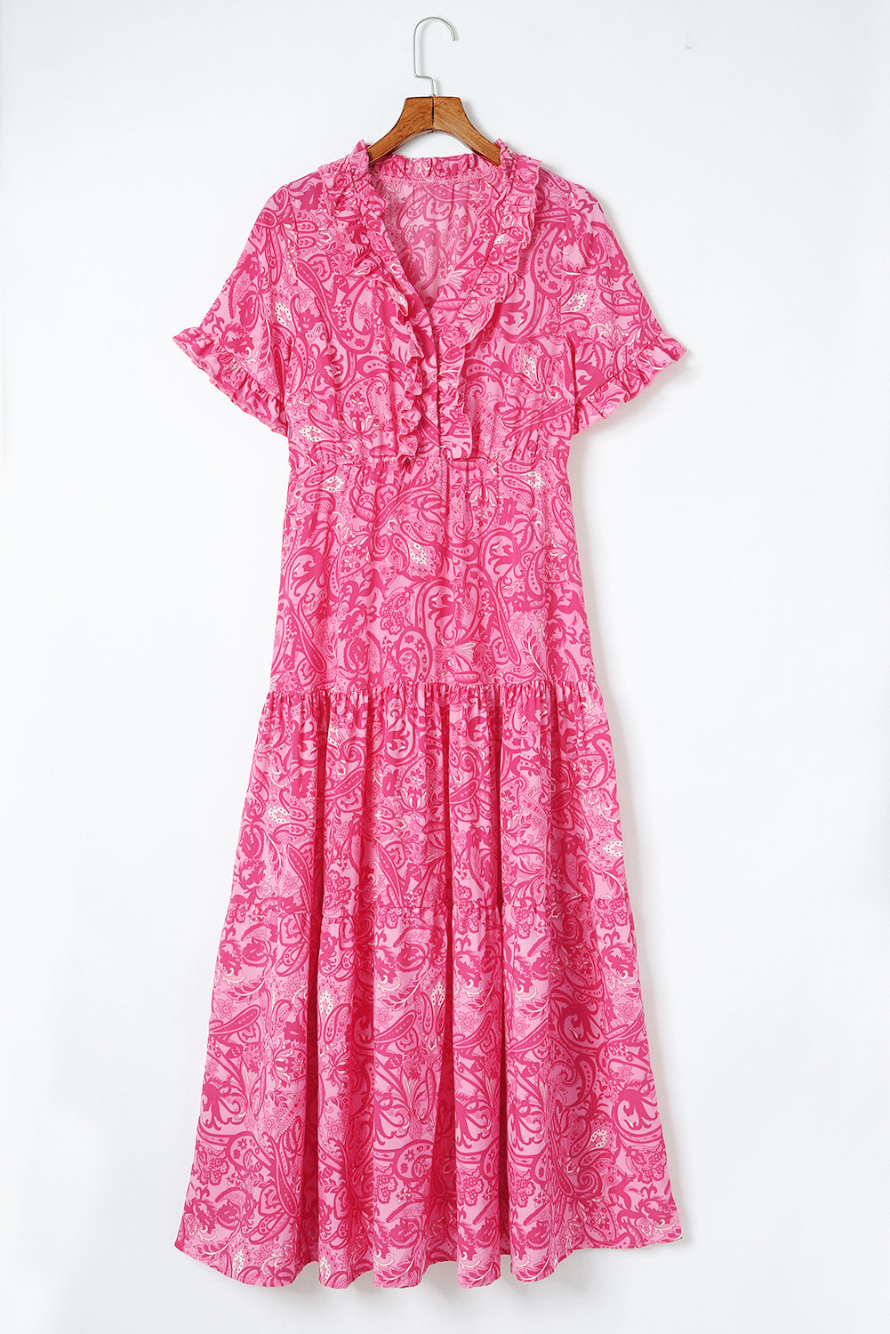 Women’s Paisley Print Flounce Sleeve Maxi Dress