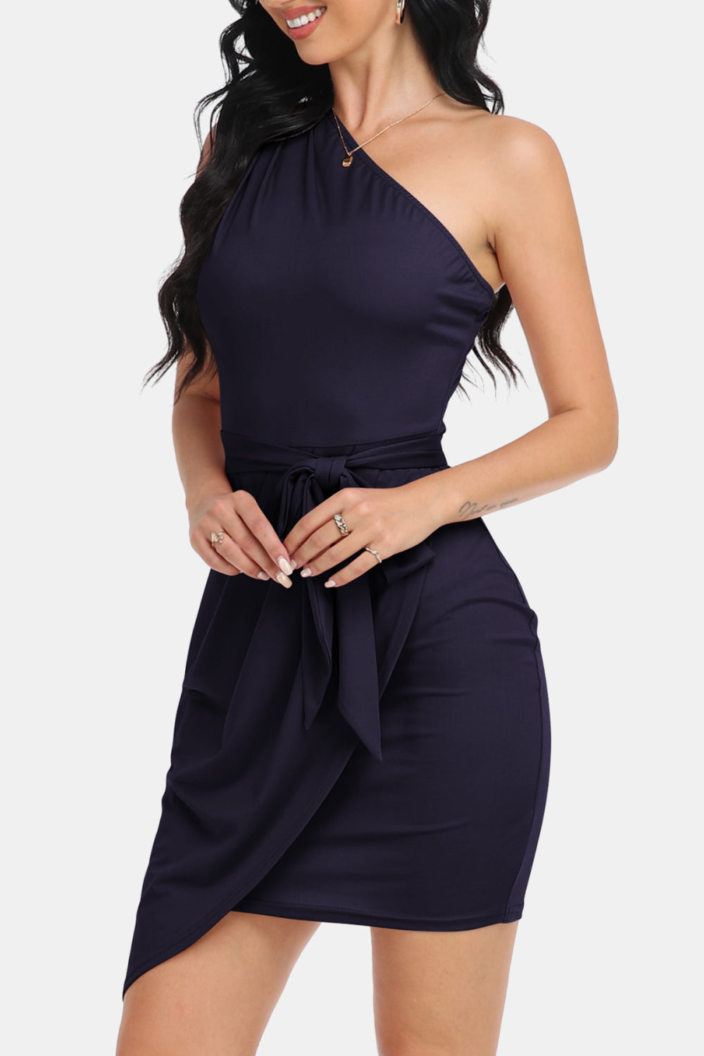 Women’s Tie Front One-Shoulder Sleeveless Dress