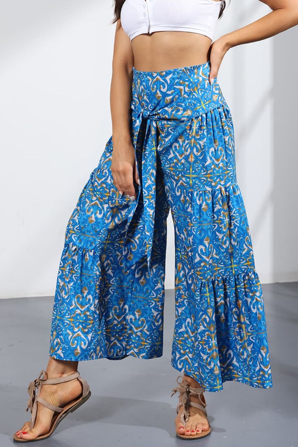 Women’s Printed Tie-Front Culottes