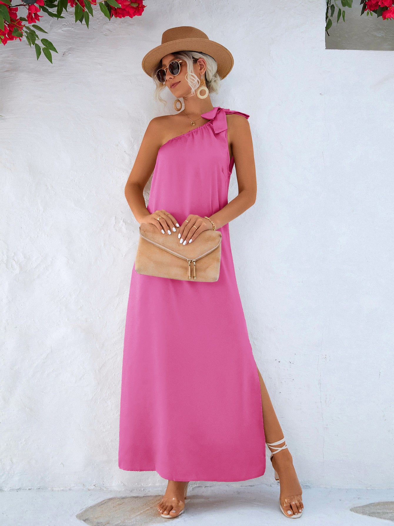 Women’s One-Shoulder Slit Maxi Dress