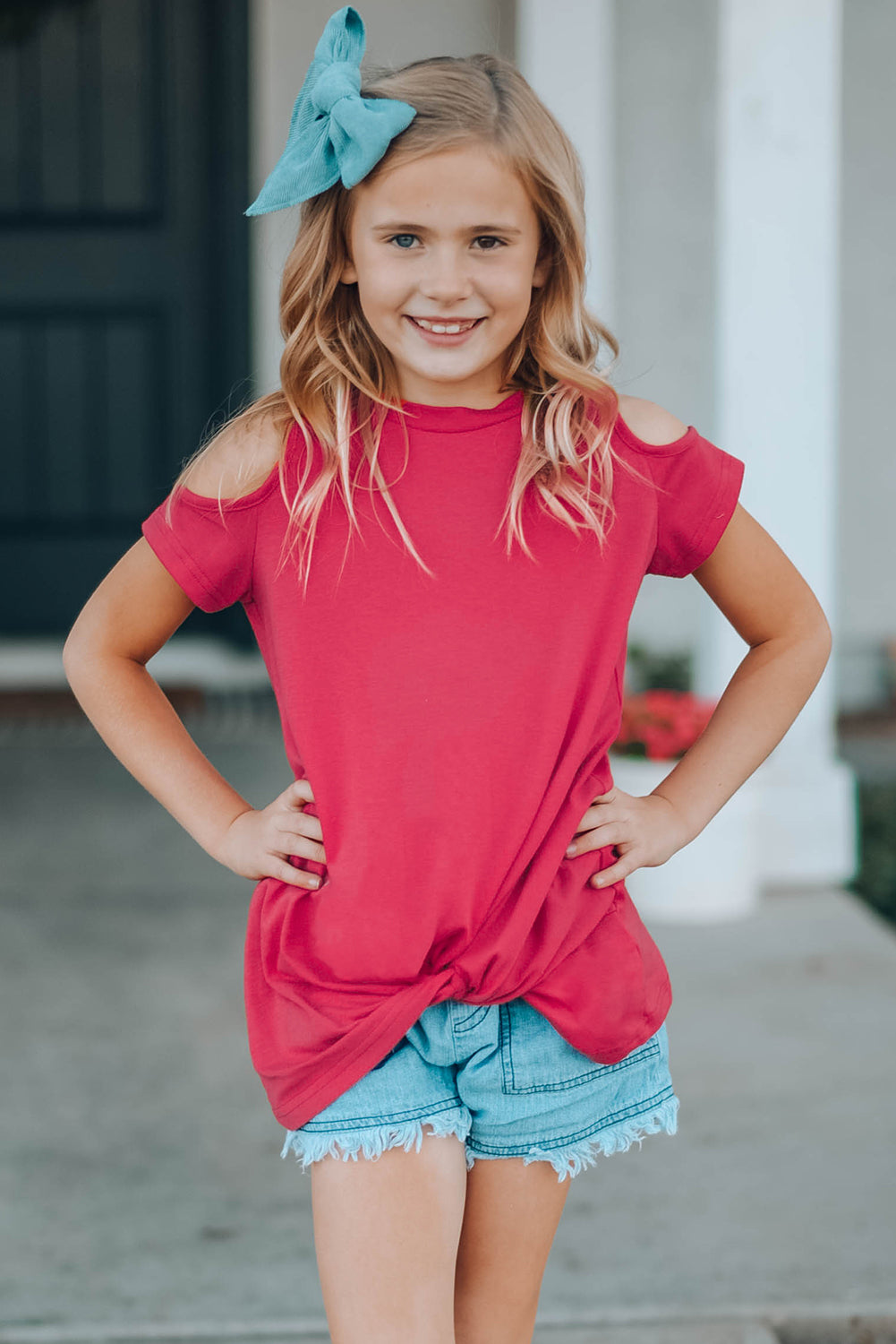 Children’s Girls Cold-Shoulder Twist Front T-Shirt