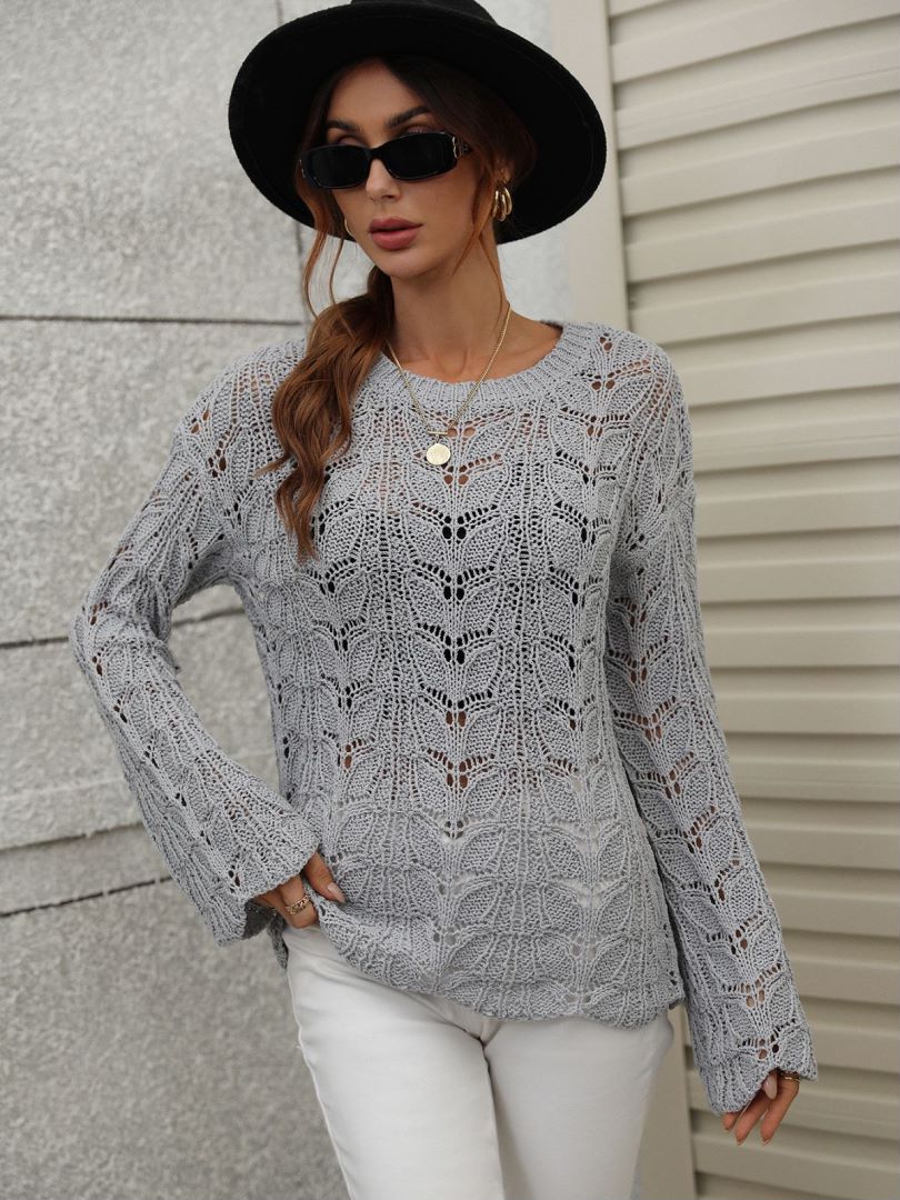 Women’s Openwork Dropped Shoulder Knit Top