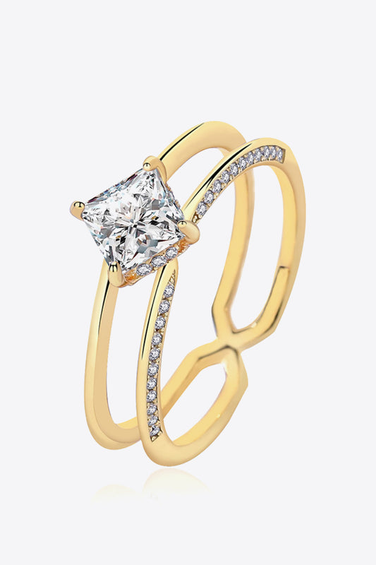 Women’s Moissanite 18K Gold-Plated Double-Layered Ring