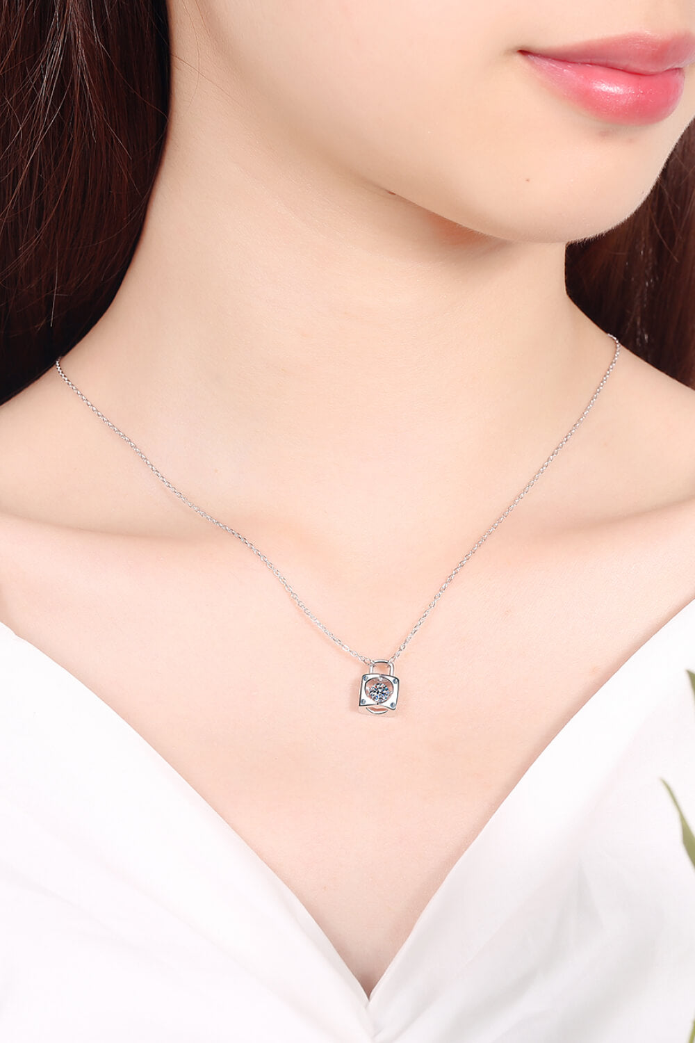 Women’s Moissanite Lock Pendant Necklace