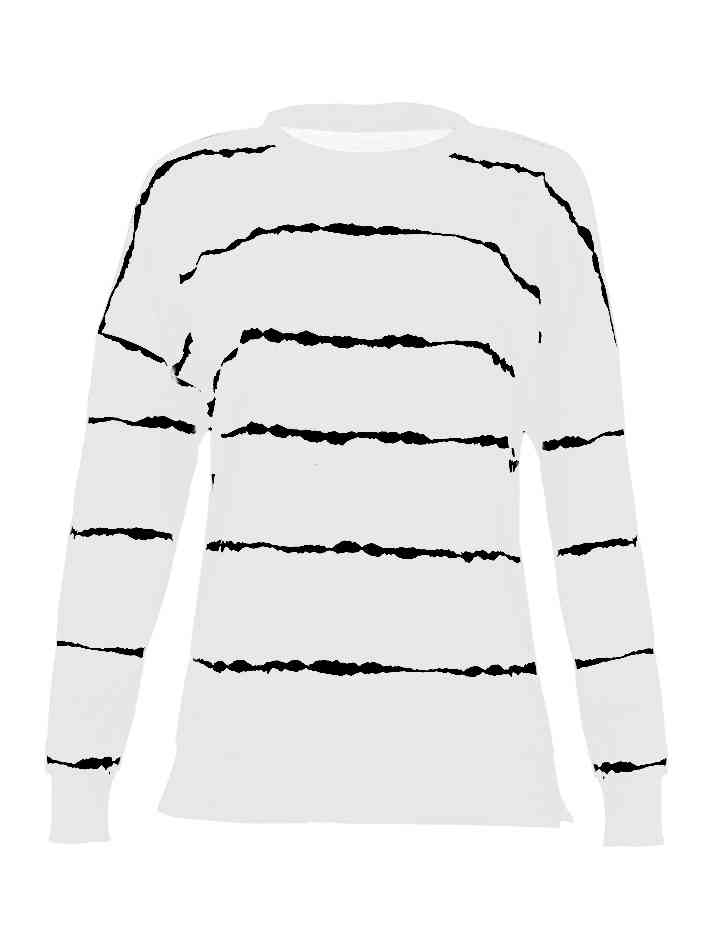 Women’s Striped Round Neck Sweatshirt