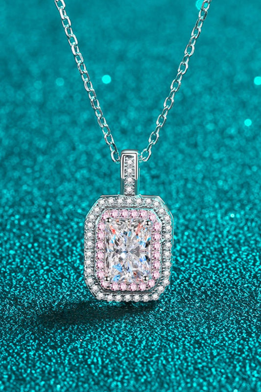 Women’s 1 Carat Moissanite Geometric Pendant Chain Necklace