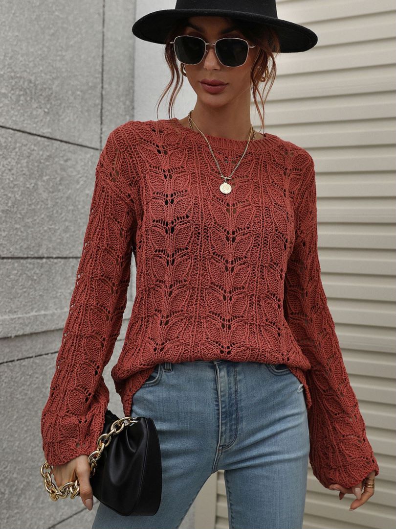 Women’s Openwork Dropped Shoulder Knit Top