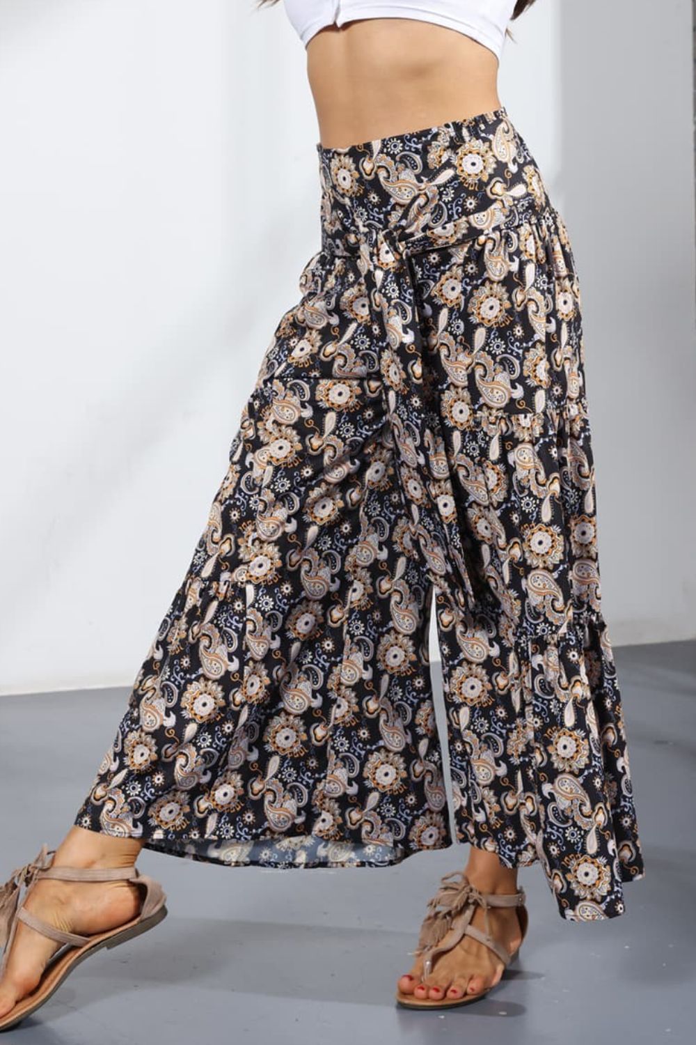 Women’s Printed Tie-Front Culottes