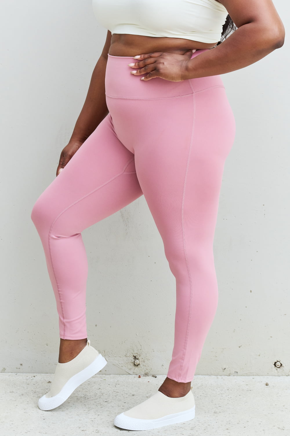 Women’s Zenana Fit For You Full Size High Waist Active Leggings in Light Rose