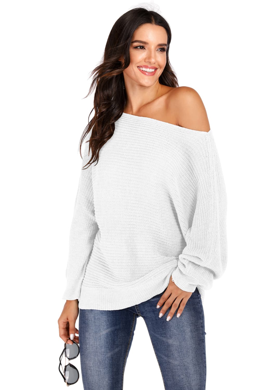 Women’s One Shoulder Dolman Sleeve Sweater