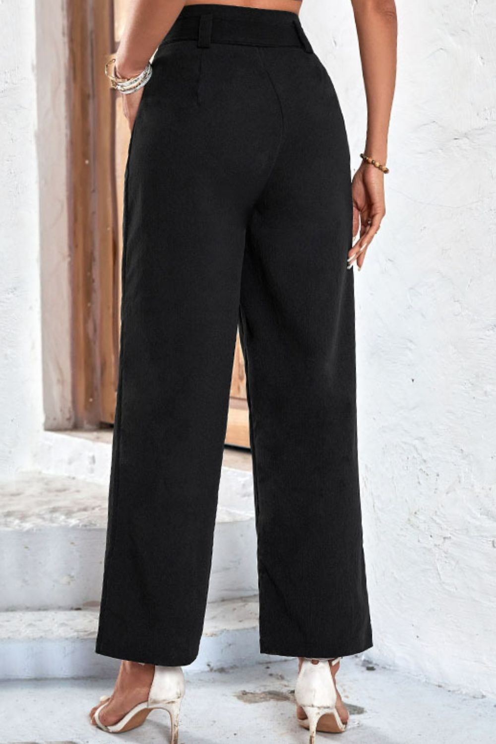 Women’s Belted High-Rise Wide Leg Pants