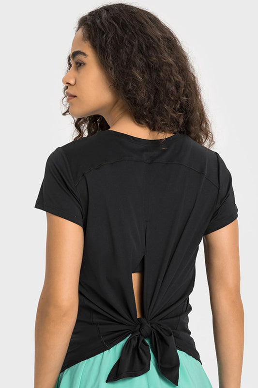 Women’s Tie Back Short Sleeve Sports Tee