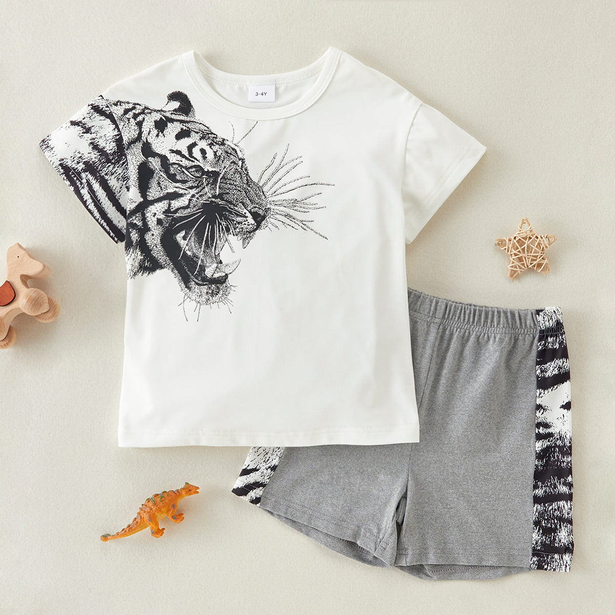 Children’s Boys Tiger Graphic Tee and Shorts Set