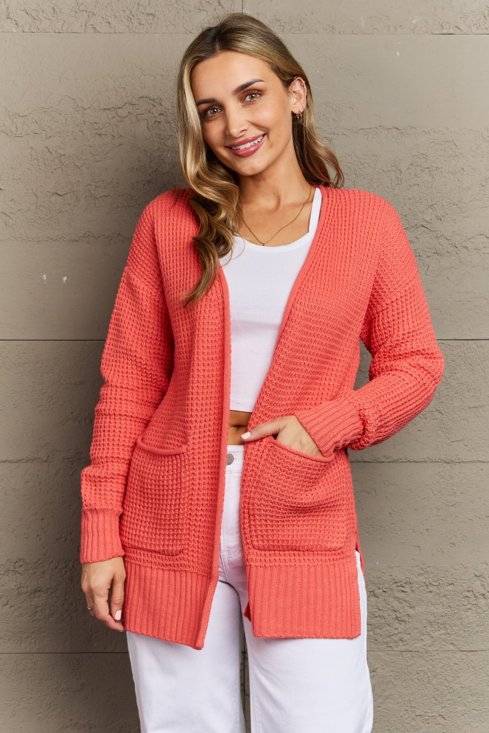Women’s Zenana Bright & Cozy Full Size Waffle Knit Cardigan