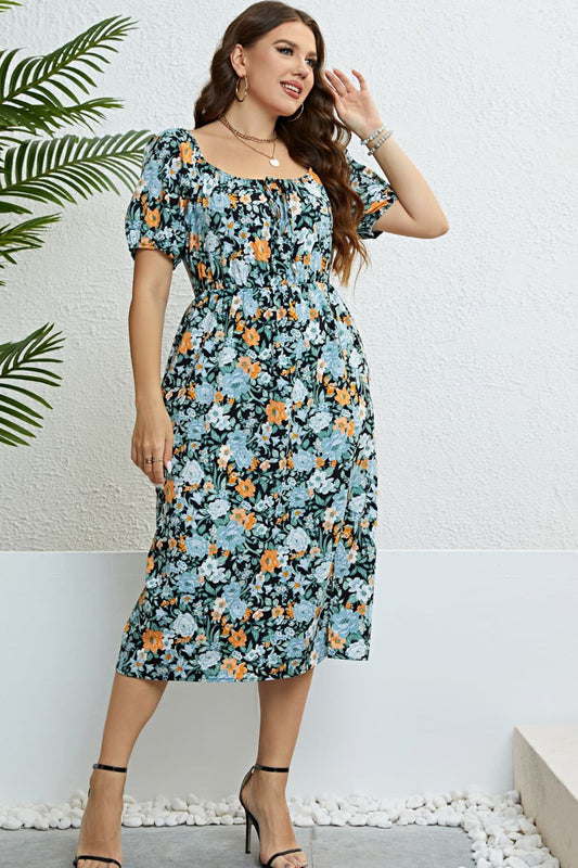 Women’s Floral Split Short Sleeve Dress
