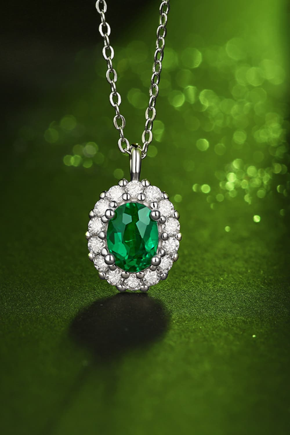 Women’s 1.5 Carat Lab-Grown Emerald 925 Sterling Silver Necklace
