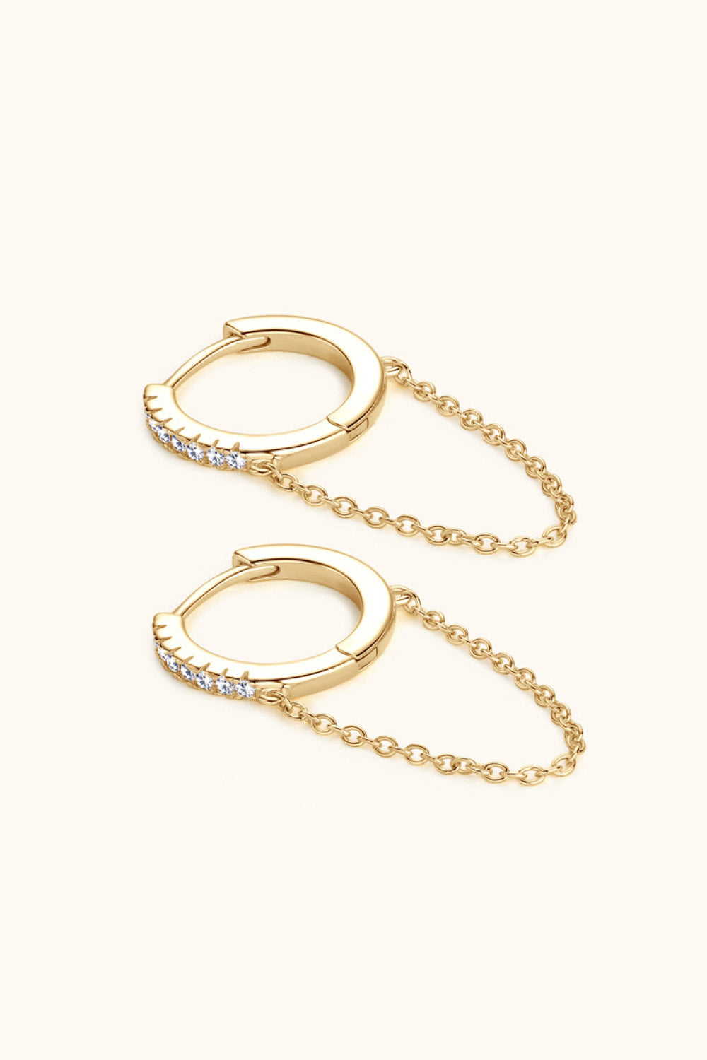 Women’s Moissanite 925 Sterling Silver Huggie Earrings with Chain