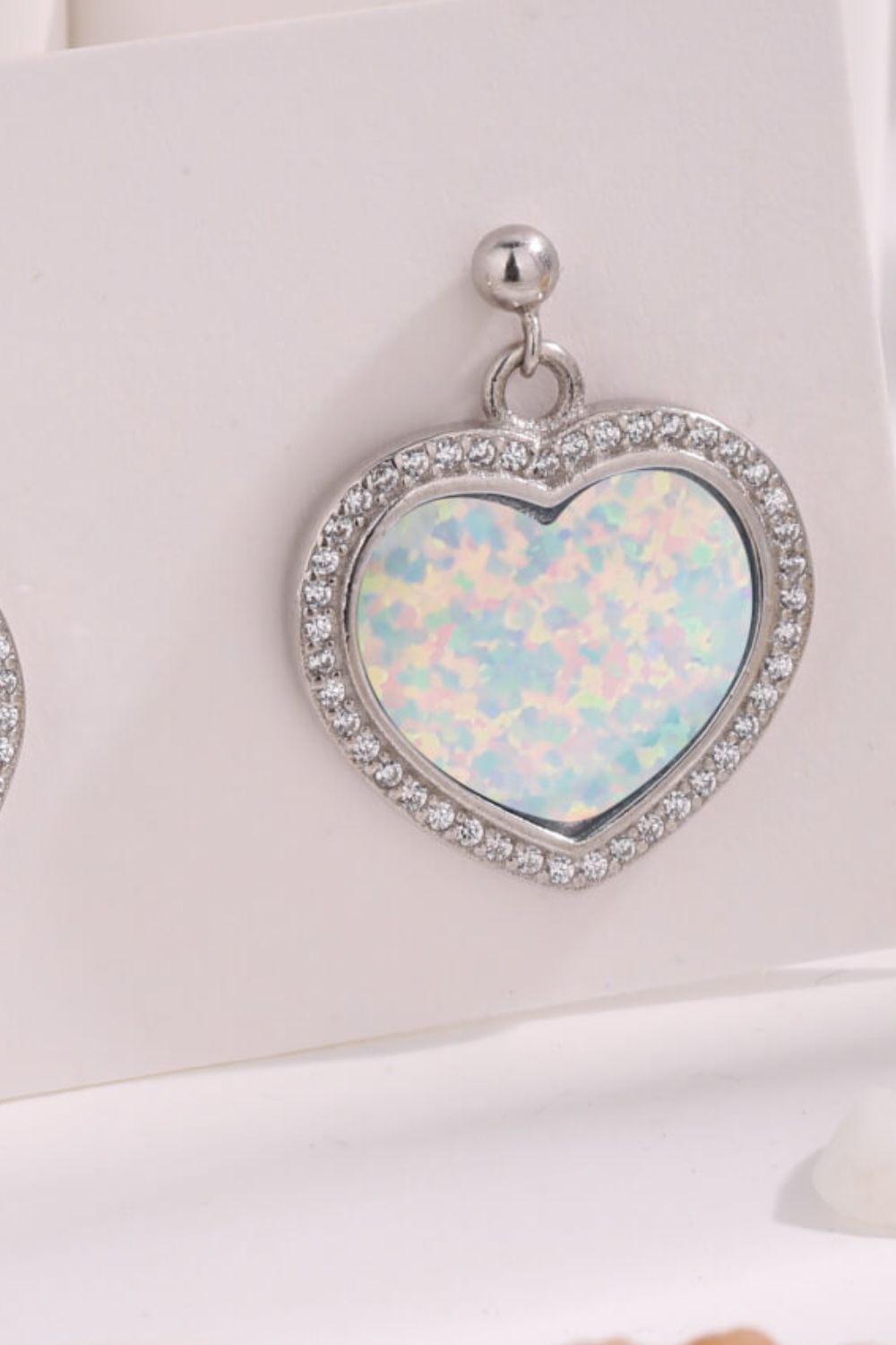 Women’s Platinum-Plated Opal Heart Earrings