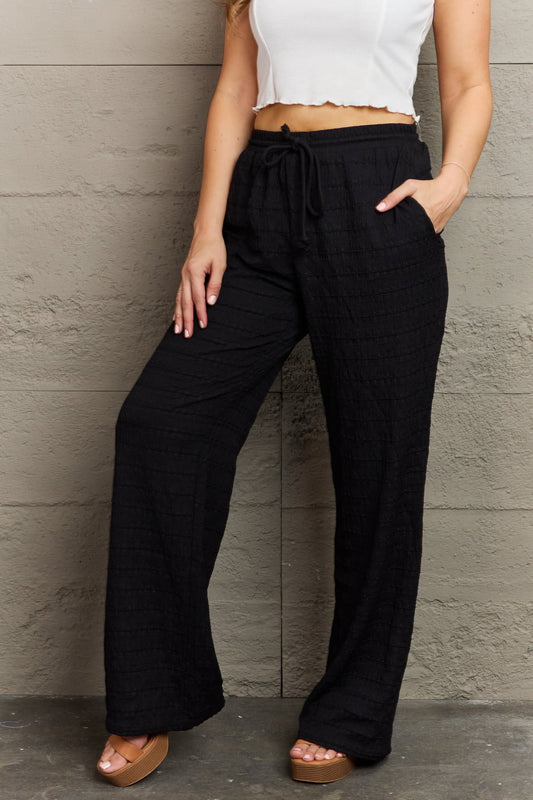 Women’s GeeGee Dainty Delights Textured High Waisted Pant in Black