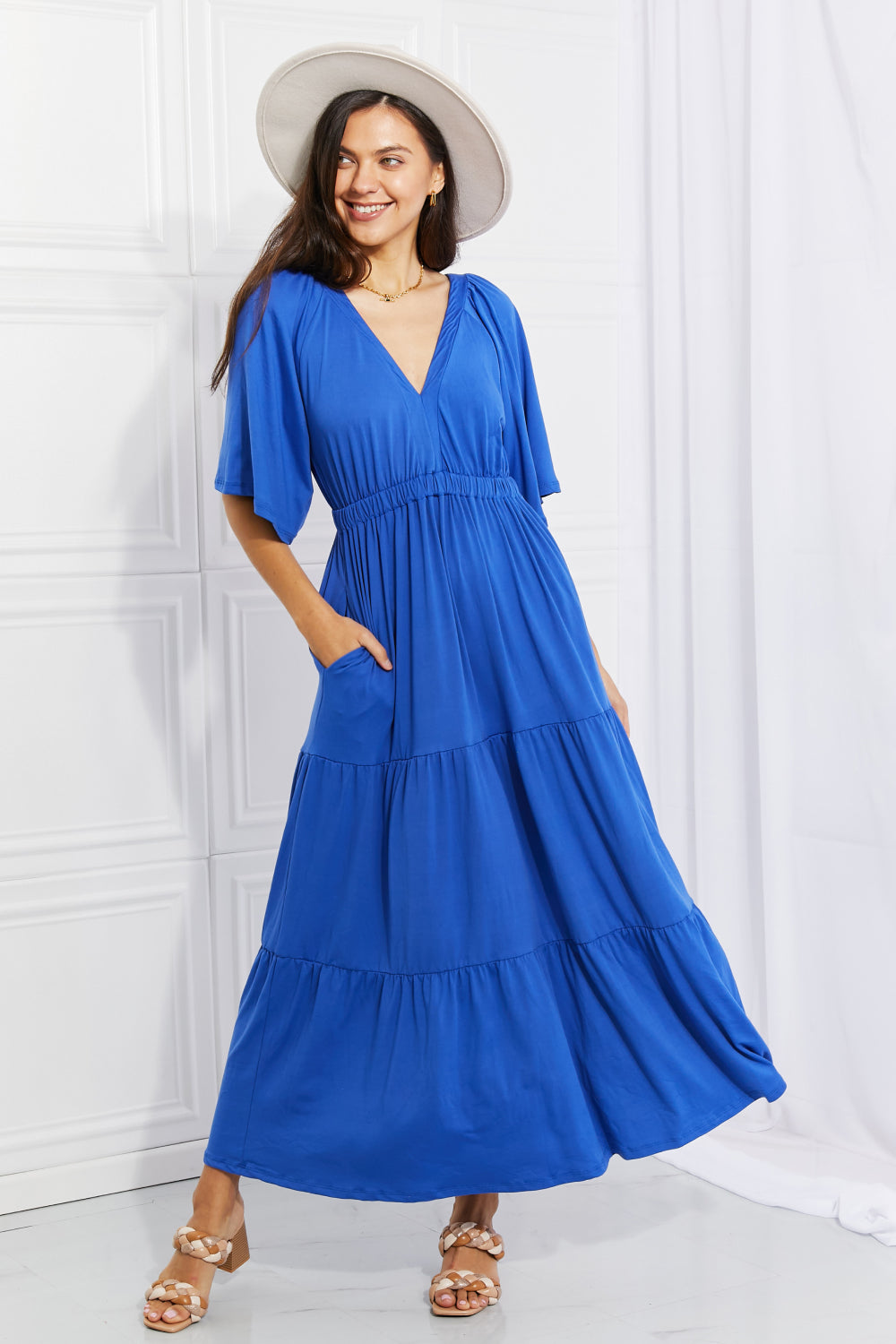 Women’s Culture Code Full Size My Muse Flare Sleeve Tiered Maxi Dress