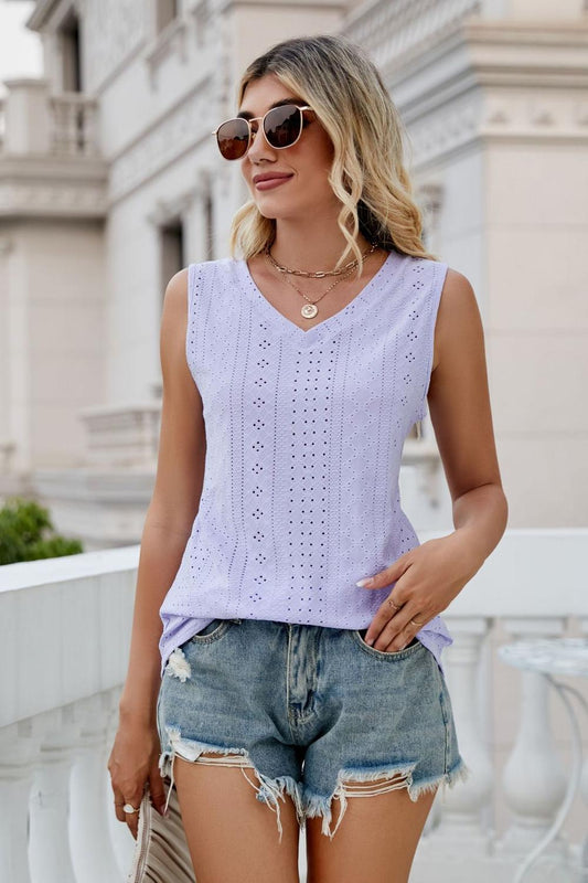 Women’s Eyelet V-Neck Tank