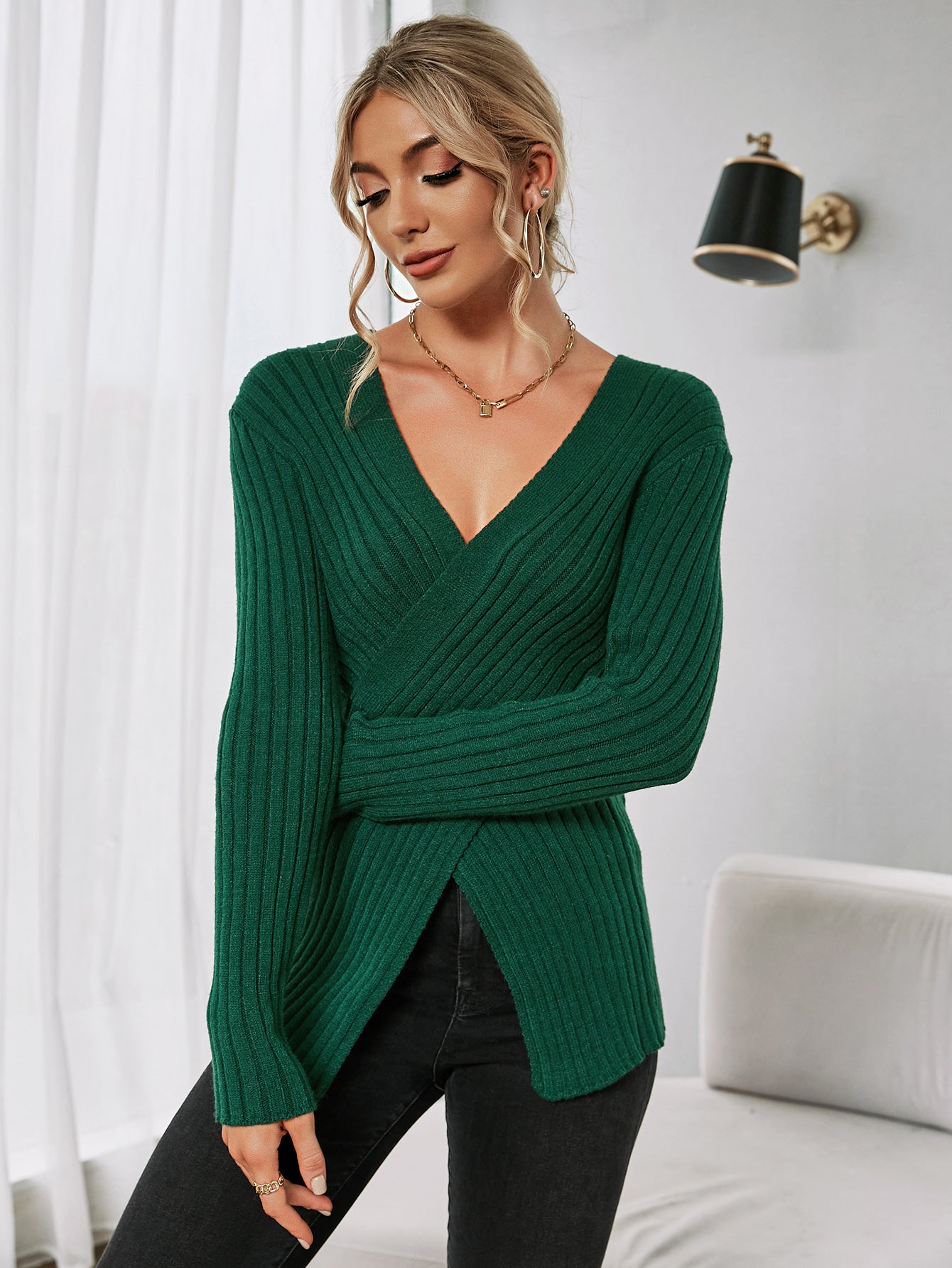 Women’s Crisscross Rib-Knit Sweater
