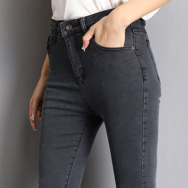 Women’s High Elastic Stretch Washed Denim Skinny Jeans Size 26-40