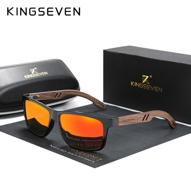 KINGSEVEN 100% Polarized Men Wooden Sunglasses UV400 Protection
