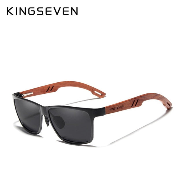 Unisex KINGSEVEN Wooden Driving Polarized Mirror Sunglasses