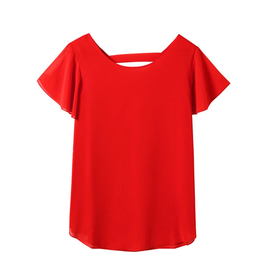 Women's  Short Sleeve Chiffon V-neck Casual Top Size S-5XL