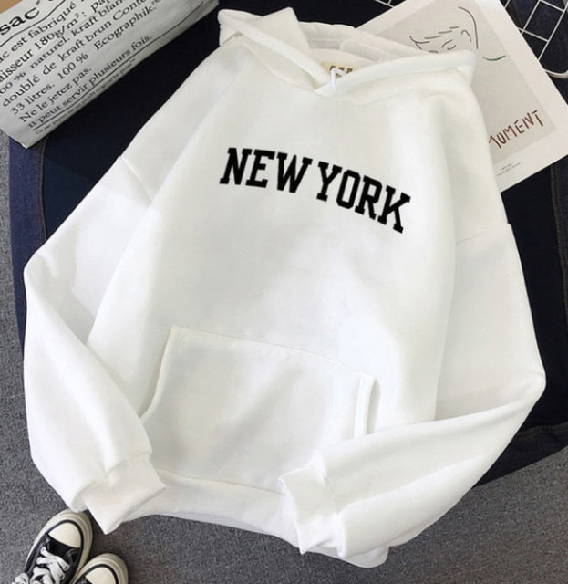 Women's NEW YORK Printed Warm Hoodie Size M-4XL