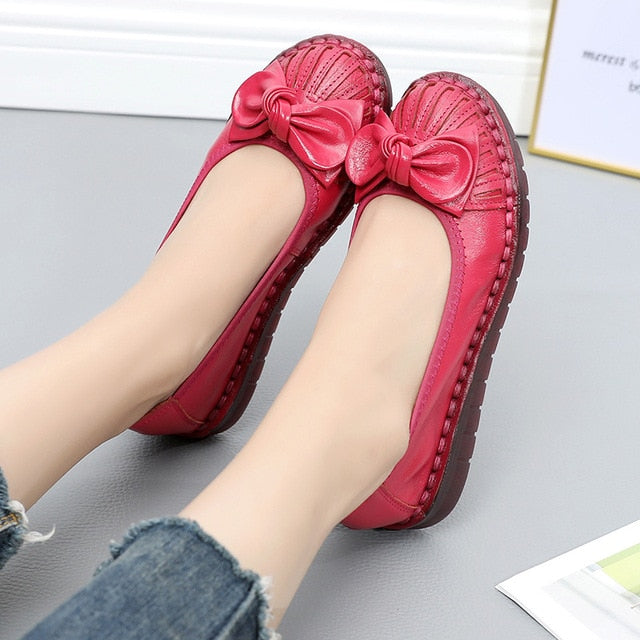 Women's Genuine Leather Comfortable Soft Leather Flats Shoes Size 5.5-8.5