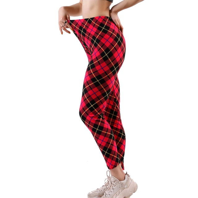 Women's Printed High Elasticity High Waist Elastic Leggings Size S-XXXL