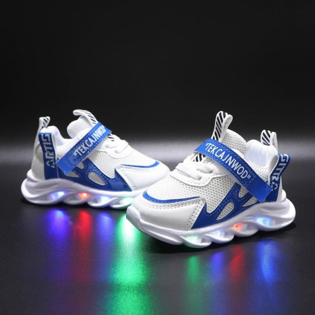 Baby Boy Girl LED Lighting Breathable Mesh Running Shoes Size 21-30
