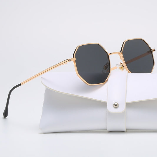Women’s Polygon Vintage Metal Frame Mirror  Sunglasses UV400