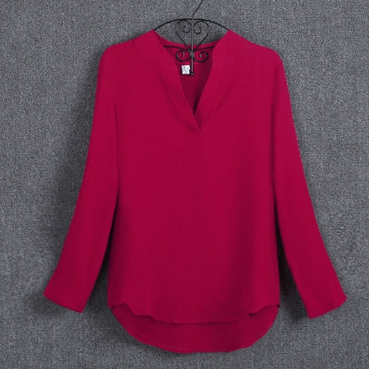 Women's Chiffon Long Sleeve Top Size S-5XL