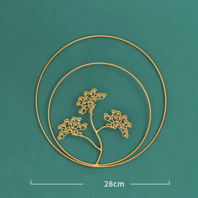 Nordic Iron Golden Ginkgo Leaves Wall Hanging