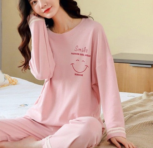 Women's Pajama Long Sleeve Cotton Sleepwear Size M-3XL