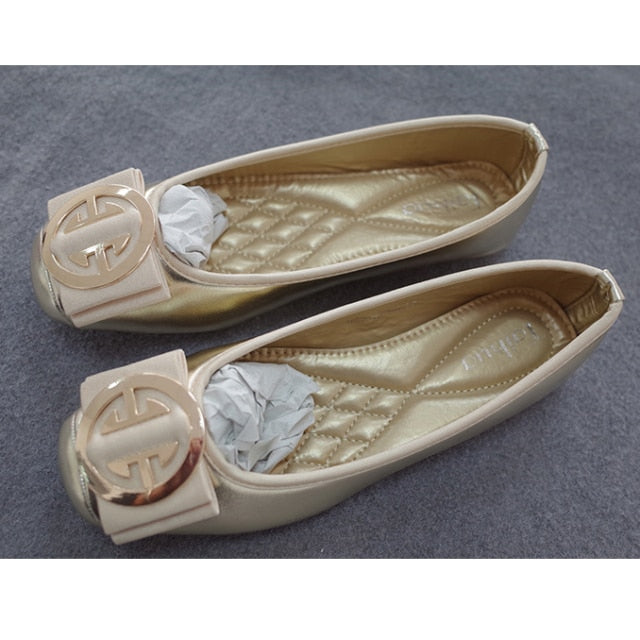 Women’s Fashion Flat Square Toe PU Leather Ballet Shoes Size 4-13