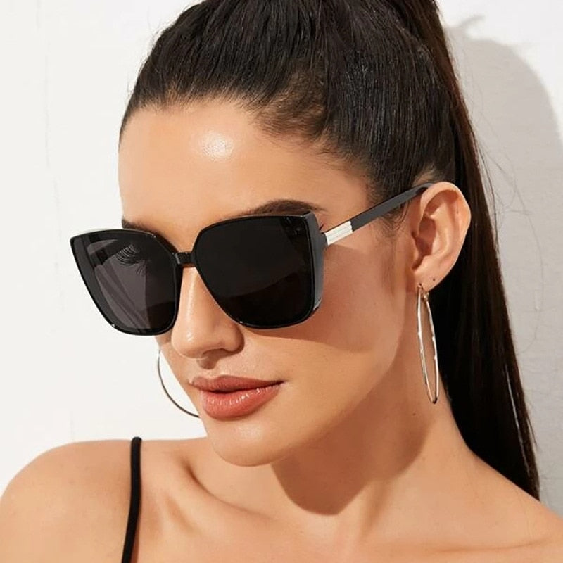 Women’s Vintage Mirror Big Frame Cat Eye Sunglasses UV400