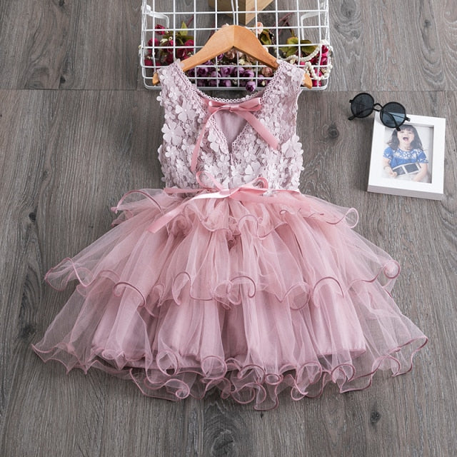 Children's Girl Lace Flower Party Dress Size 3T-8
