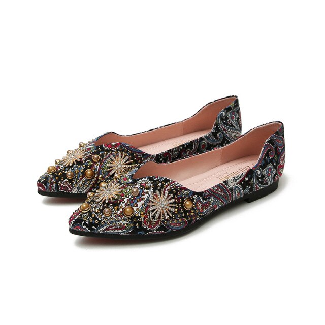 Women's Flat Shoes Elegant Comfortable Fashion Rhinestone Flowers Size 4-10.5