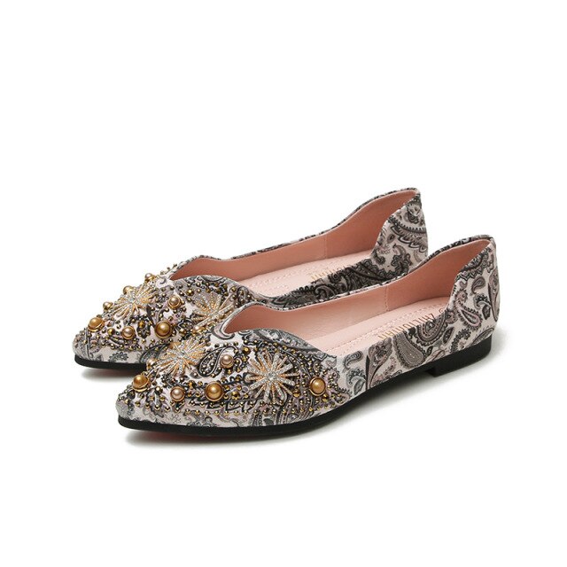Women's Flat Shoes Elegant Comfortable Fashion Rhinestone Flowers Size 4-10.5